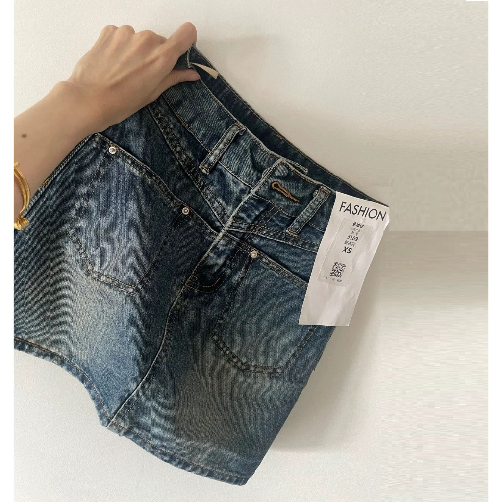 Chân Váy JEANS ngắn Chữ A (Hàng Xuất dư xịn) Phong Cách Hàn Quốc Cạp Cao Có Quần Trong HAZEE Chân váy bò co giãn 3109
