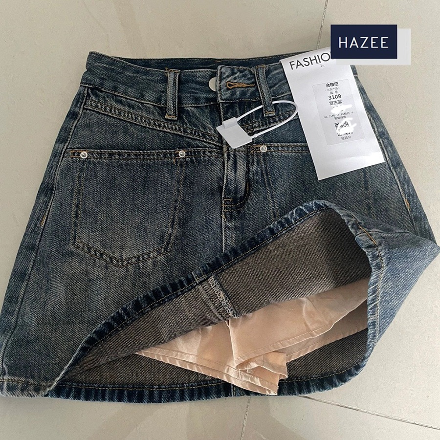 Chân Váy JEANS ngắn Chữ A (Hàng Xuất dư xịn) Phong Cách Hàn Quốc Cạp Cao Có Quần Trong HAZEE Chân váy bò co giãn 3109