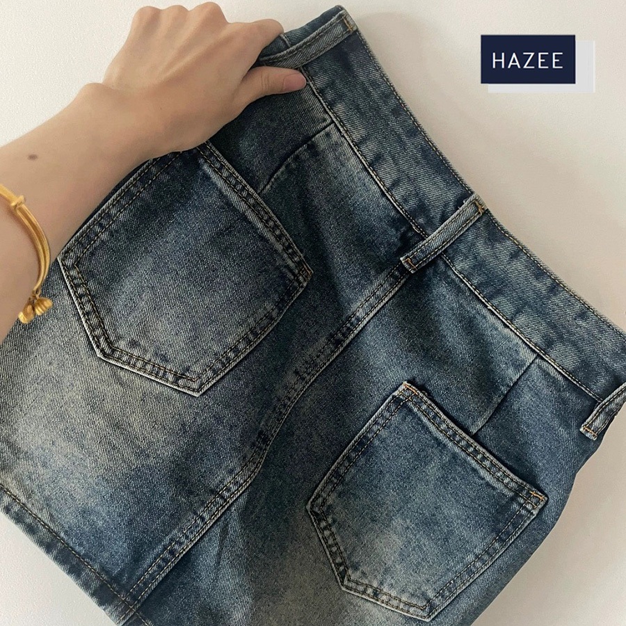 Chân Váy JEANS ngắn Chữ A (Hàng Xuất dư xịn) Phong Cách Hàn Quốc Cạp Cao Có Quần Trong HAZEE Chân váy bò co giãn 3109