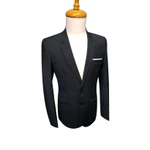 Áo khoác blazer nam 2 nút màu đen mềm mịn (miếng vải trắng có thể tháo ra hoặc nhét xuống) tặng cà vạt hộp đựng — ảnh 8