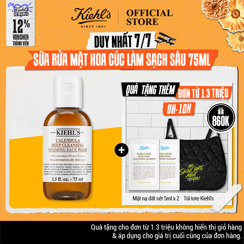 Sữa rửa mặt hoa cúc Kiehl's Calendula Deep Cleansing Foaming Face Wash