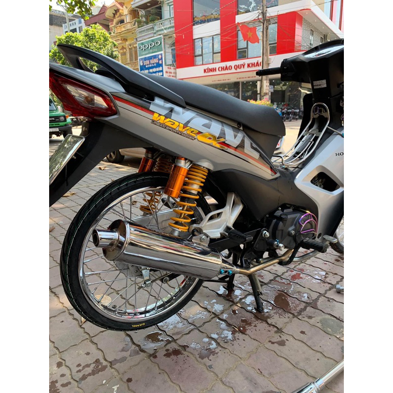 Bô RSX chế cổ inox phom vếch Móc Căng đét lắp Wave 50/100/110 - Blead-RSX
