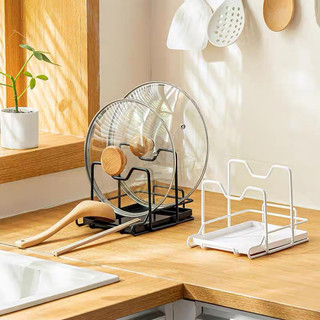 Giá đồ nhà bếp Kệ đựng chén bát Giá Đỡ Thớt Và Nắp Nồi Giá úp chén bát ráo nước đa năng trắng