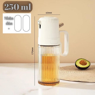 Bình dầu ăn phun sương SPS78 chai lọ thủy tinh có tay cầm cao cấp cho nồi chiên không dầu