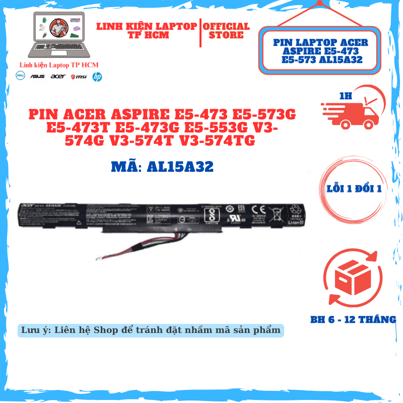 Pin Laptop Acer Aspire F5-571 F5-572 F5-573 E5-573 E5-574 F5-571 E5-422 ...