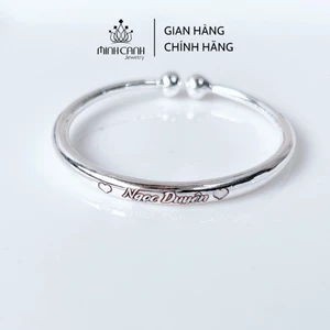 Kiềng Bạc Trơn Tròn 2 Đầu Khắc Tên Cho Bé - Minh Canh Jewelry