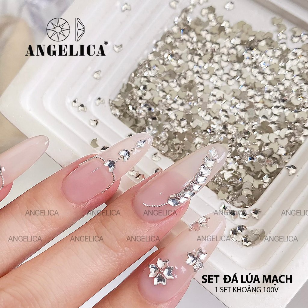 Set đá khối chân bằng giả úc hình lúa mạch đính móng  khoảng 100 viên ANGELICA