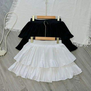Chân Váy Xếp Ly Bigsize Nữ Dáng Mini Xếp Ly Hai Tầng Có Quần Bảo Hộ Vải Cotton Mềm Mịn CVDL