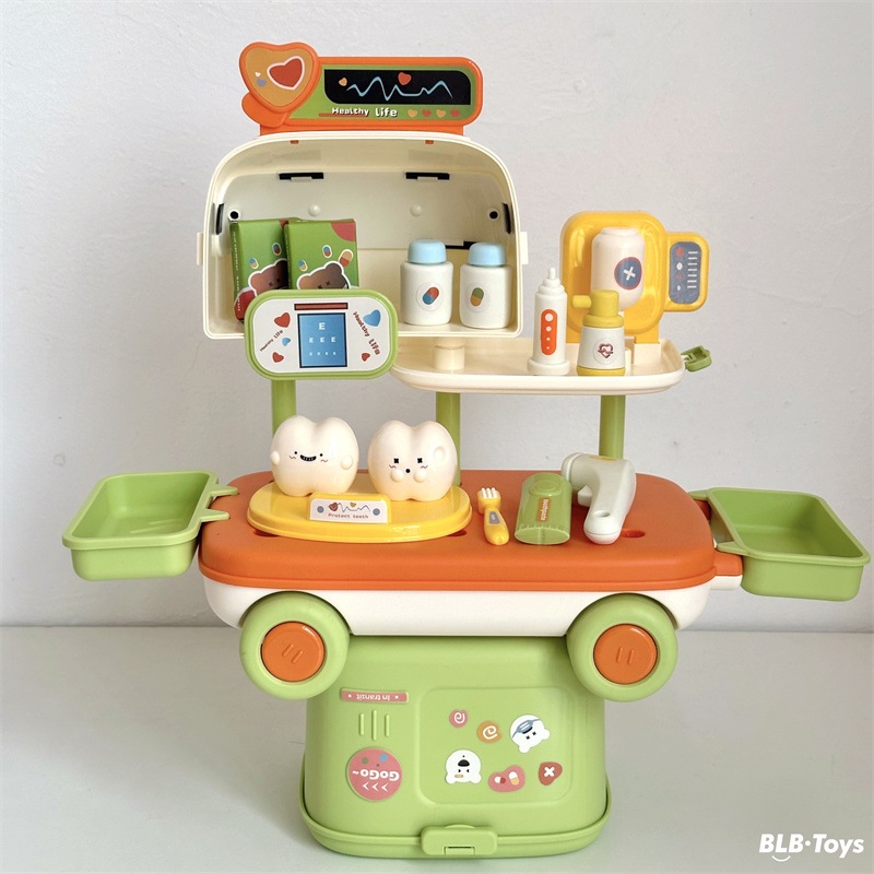 Đồ chơi xe ô tô lưu trữ 2in1 biến hình thành nhà bếp, đồ trang điểm, đồ chơi bác sĩ cho bé khám phá
