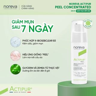 2 bước chăm sóc da dầu mụn Noreva Actipur Dermo Cleansing Gel 150ml và serum Noreva Actipur Peel 30ml
