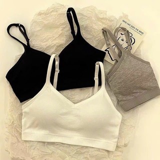 Áo bra nữ cotton tăm 2 dây dáng không gọng kèm mút dệm bàn tay nâng đẩy ngực 358