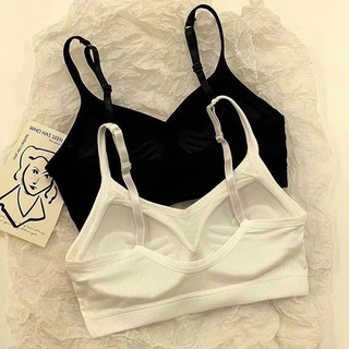 Áo bra nữ cotton tăm 2 dây dáng không gọng kèm mút dệm bàn tay nâng đẩy ngực 358