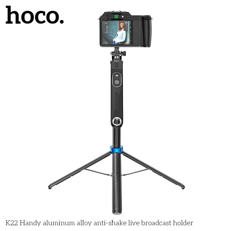 Gậy Chụp ảnh HOCO K22 hỗ trợ điều khiển từ xa giá đỡ điện thoại chống rung có thể kéo dài tối đa 1,75m và gấp gọn.