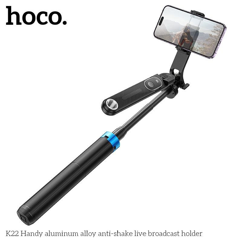 Gậy Chụp ảnh HOCO K22 hỗ trợ điều khiển từ xa giá đỡ điện thoại chống rung có thể kéo dài tối đa 1,75m và gấp gọn.