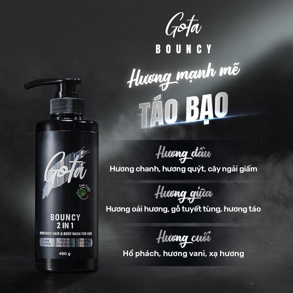 Ảnh Sữa tắm - gội hương nước hoa Nam 2in1 Gota bạc hà mát lạnh 480G 1