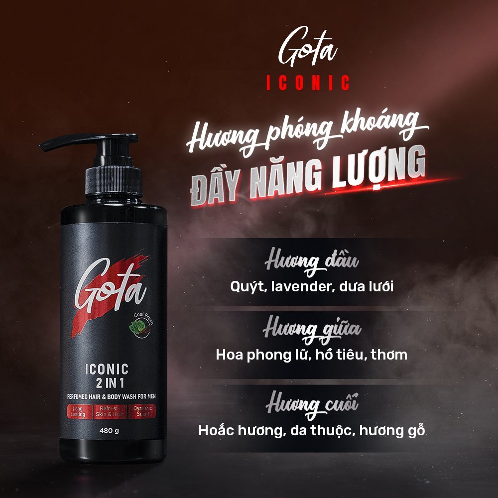 Ảnh Sữa tắm - gội hương nước hoa Nam 2in1 Gota bạc hà mát lạnh 480G 2