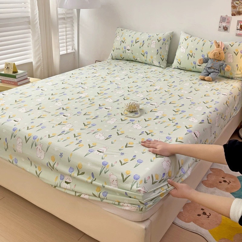 Ảnh Bộ Ga Gối Cotton Đũi Đậu Nành Mịn Decor, Drap Giường Soybean Fiber 1m6x2m 1m8x2m 2mx2m2 Bo Chun 10cm 3