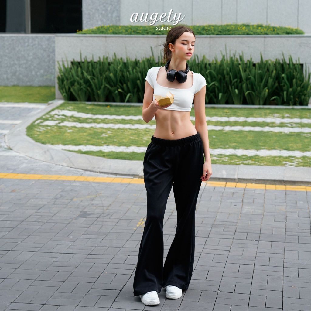 Quần Dài Nỉ Ống Loe Form Rộng Cạp Trễ Augety Studio, HAZEL Sweatpants
