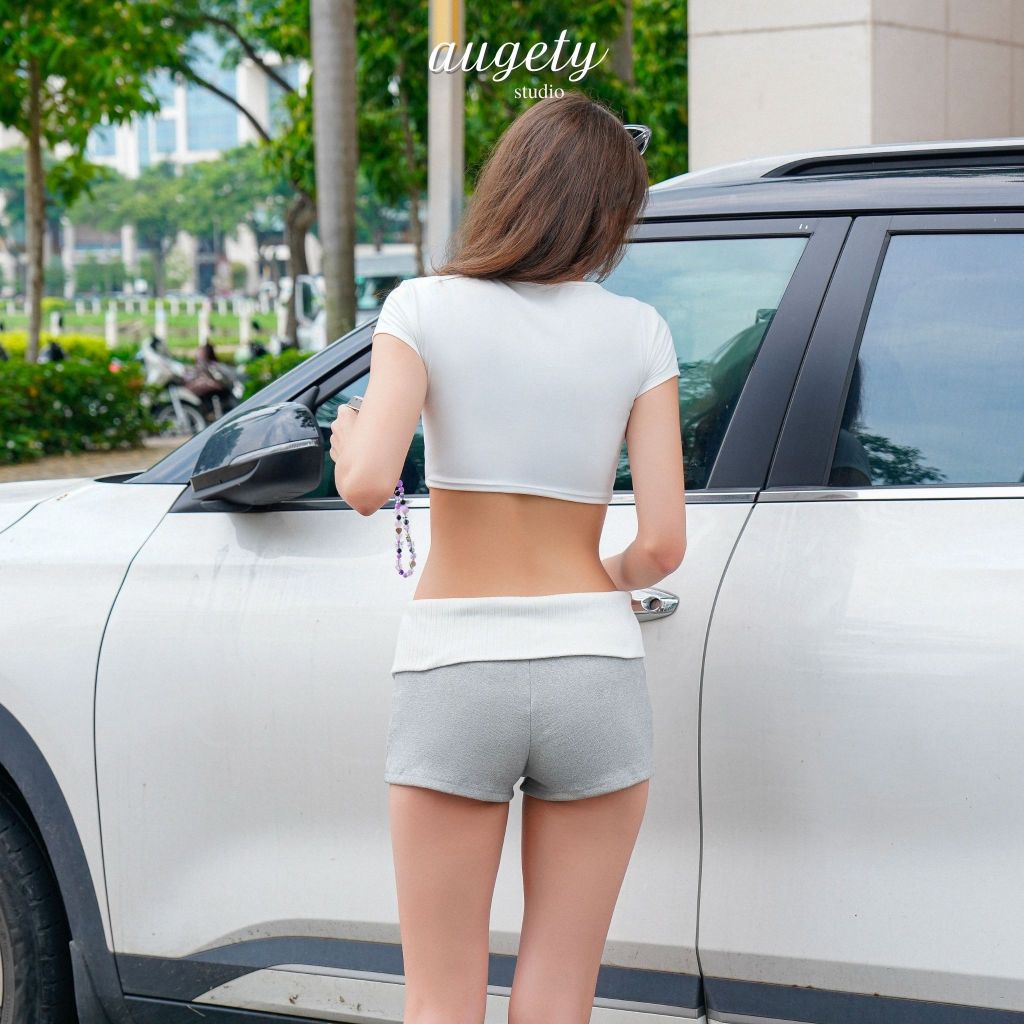 Quần Short Ngắn Cạp Trễ Gập Eo Có Nút Augety Studio, HERA Short