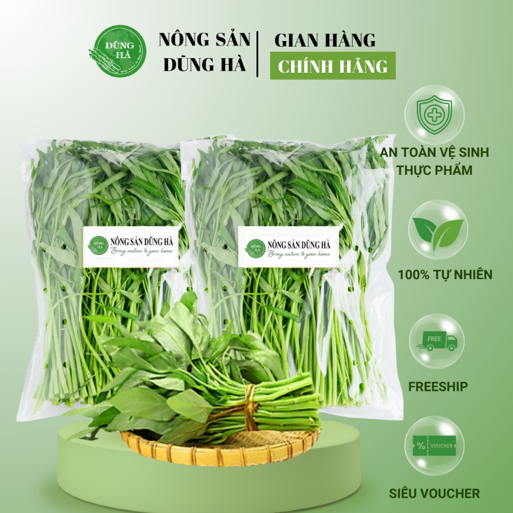 Rau muống hữu cơ, tươi sạch đạt tiêu chuẩn VietGap- Gói 500gr | Shopee ...