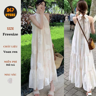 Váy maxi đi biển chất vải voan thêu hoa, phom to đẹp 247store Vaymaxi3455_P5K4