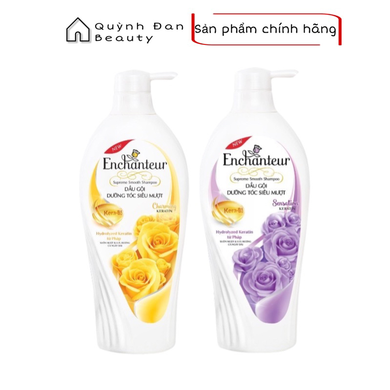 Dầu gội dưỡng tóc siêu mượt Enchanteur Charming/Sensation Keratin 650g