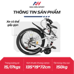 [Tặng Full Phụ Kiện] Xe Đạp Leo Núi Laux Jack Gấp Gọn 26inch - Tốc Độ Thay Đổi, Chống Sốc, Phanh Đĩa - Hàng Chính Hãng — ảnh 2