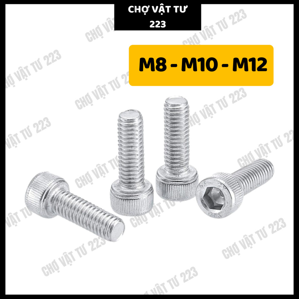 🎁Bulong (bù lon) lục giác Inox 304 đầu trụ M8 M10 M12(mm)(ly), Ốc lục ...