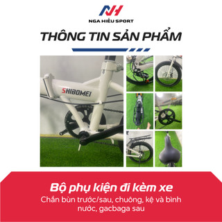 Xe đạp gấp Shibomei bánh 20inch, có chắn bùn và ghế ngồi sau - xe đạp số siêu nhẹ, tiện lợi -Kèm video, hình ảnh thực tế