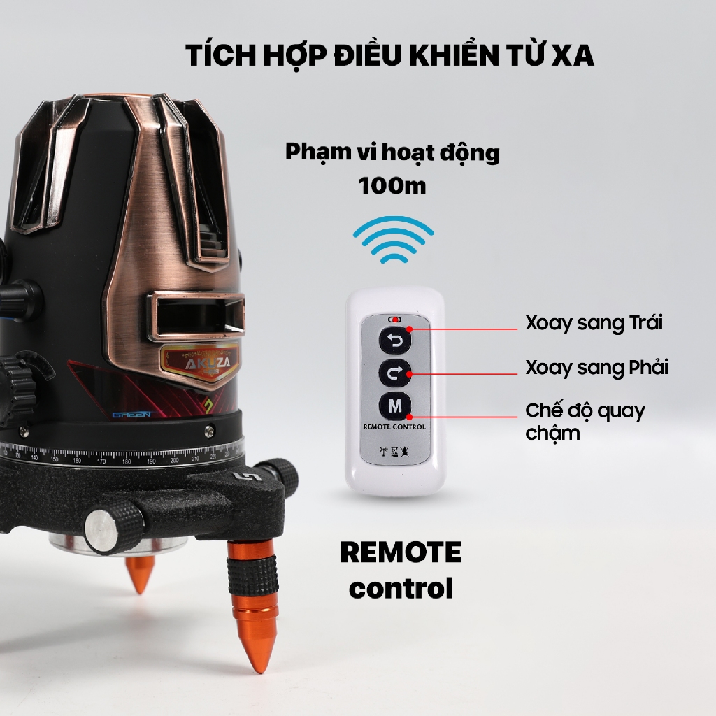 Máy cân bằng laser Akuza AK-488 Pro Spider bóng Led siêu sáng,điều khiển từ xa,motor xoay 360 độ