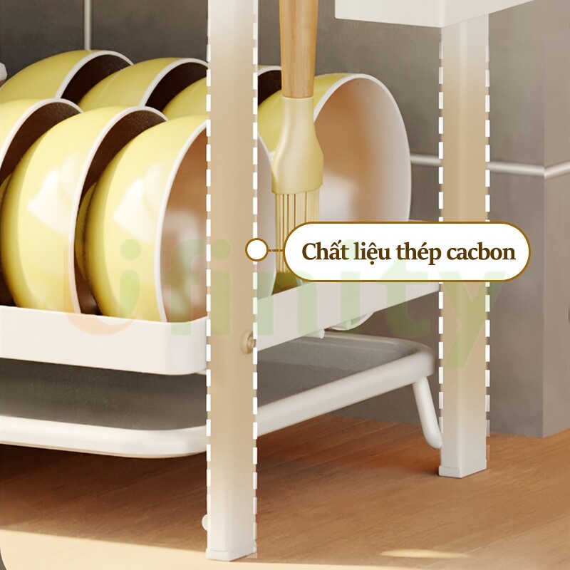 Lifinity Kệ Bát Đĩa 2 Tầng Đa Năng Sơn Tĩnh Điện Kệ úp Chén Dĩa Kệ Nhà Bếp Fullset