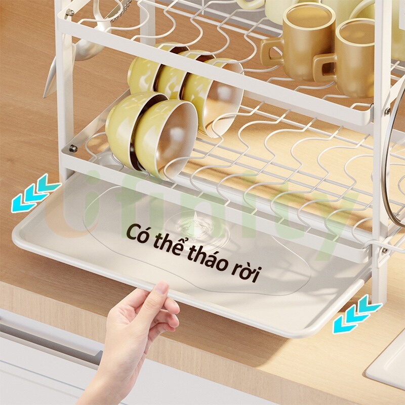 Lifinity Kệ Bát Đĩa 2 Tầng Đa Năng Sơn Tĩnh Điện Kệ úp Chén Dĩa Kệ Nhà Bếp Fullset