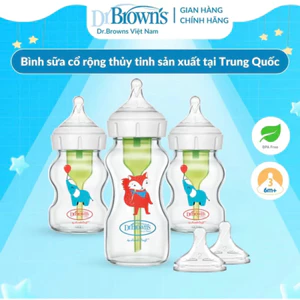 Bình sữa thuỷ tinh Dr Brown's "Option Plus" cổ rộng 150ml và 270ml TQ.