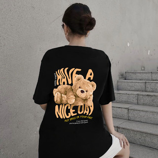 Áo phông nam nữ unisex form vừa Gấu nâu enjoy, áo thun tay ngắn cổ tròn cotton mềm mát - ta/tb2017