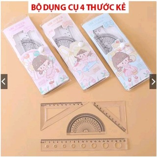 Thước bộ hình cute, bộ dụng cụ 4 thước kẻ