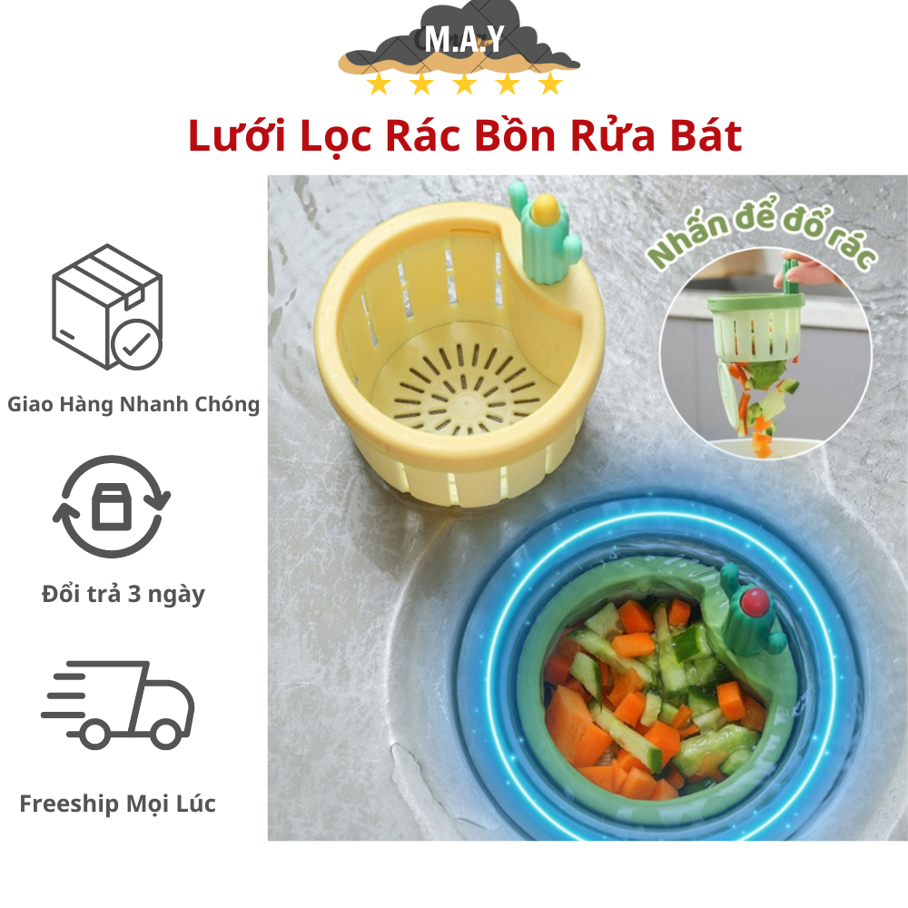 [ NEW ] Lưới Lọc Rác Bồn Rửa Bát Có Nút Nhấn Đổ Rác Tự Động Không Ghê ...