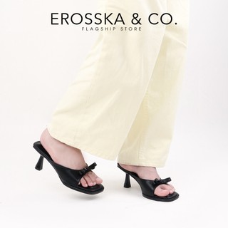 Erosska - Guốc cao gót nữ đính nơ thời trang thiết kế đơn giản màu đỏ cao 6cm - EM126