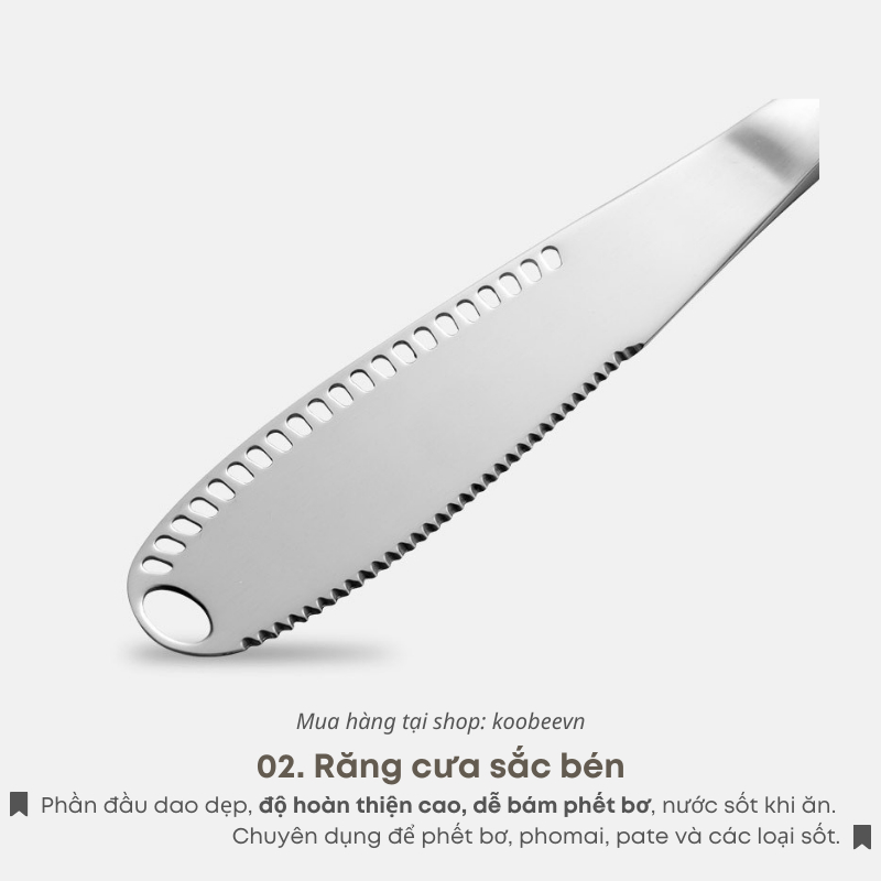 Dao Cắt Bơ + Dao Phết Bơ Inox 304 Cao Cấp KOOBEE – Dày Dặn Sáng Bóng Chuyên Nghiệp Tiện Dụng | 120