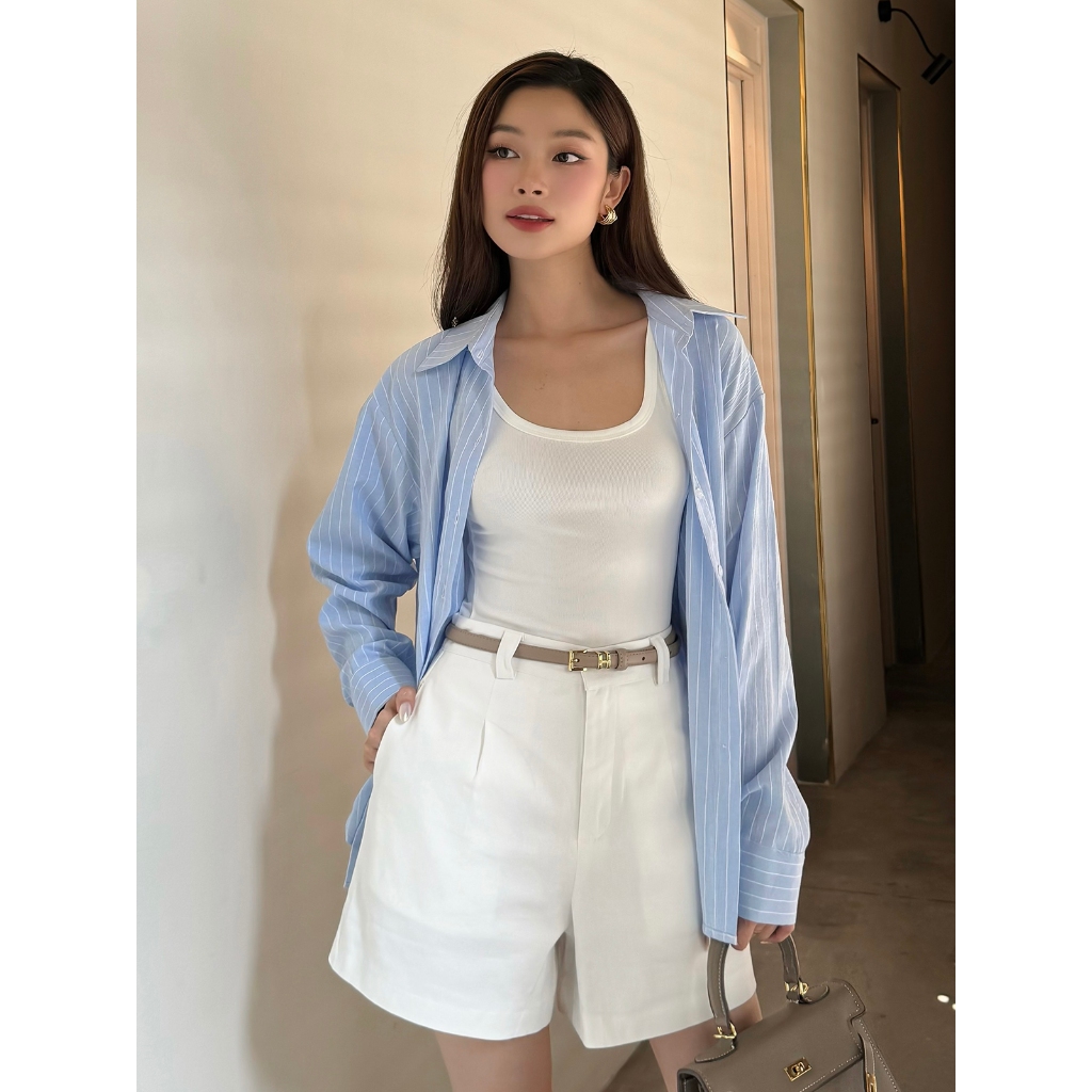 Ảnh BBSTORE’S Áo Sơ Mi Linen Sọc Xanh Công Sở - A3280 2