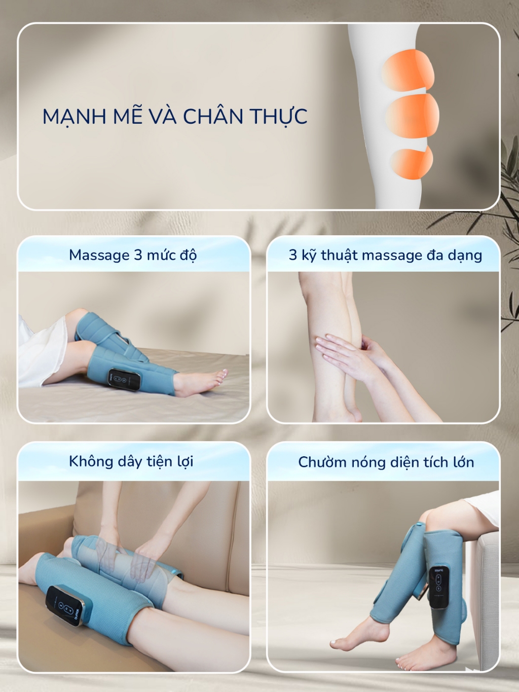Ảnh Máy Massage Bắp Chân BUMAS M5 - Massage Kết Hợp Chườm Nóng Bấm Huyệt Giải Tỏa Đau Nhức Vùng Bắp Chân 2