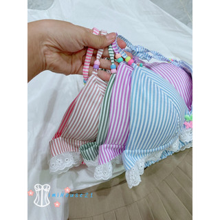 “Áo bra đi biển phối ren boi sọc kate nhí tone dịu - handmade