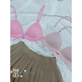 “Áo bra đi biển phối ren boi sọc kate nhí tone dịu - handmade