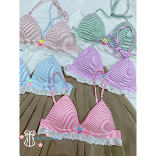 “Áo bra đi biển phối ren boi sọc kate nhí tone dịu - handmade