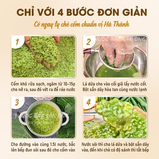 Cốm xanh, hạt lưu khô, bột khoai, cùi bưởi khô, bột báng, bột năng, đường đen, bột béo, trân châu - nguyên liệu tự chọn