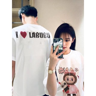 Áo thun cặp đôi nam nữ I love Labubu cùng người yêu , Áo phông tay lỡ Labubu chất liệu Prenium Cotton Cao Cấp [A052]
