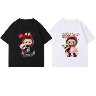Áo thun cặp đôi nam nữ I love Labubu cùng người yêu , Áo phông tay lỡ Labubu chất liệu Prenium Cotton Cao Cấp [A052]