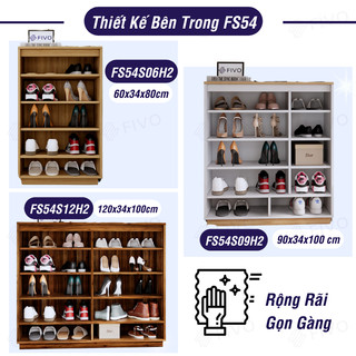 [Freeship HCM] Kệ Giày Dép Gỗ Lõi Xanh FIVO FS54, Gỗ Chống Ẩm Cao Cấp, Ngăn Tủ Điều Chỉnh Linh Hoạt, Tấm Lưng Thoáng Khí
