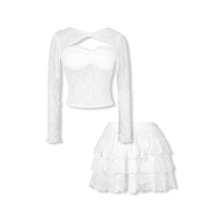 Set Nữ Girly Long Sleeves Floral Lacenet, Chất Vải Thun Ren Hoa Thoải Mái , WSB124, SOME HOW STORE