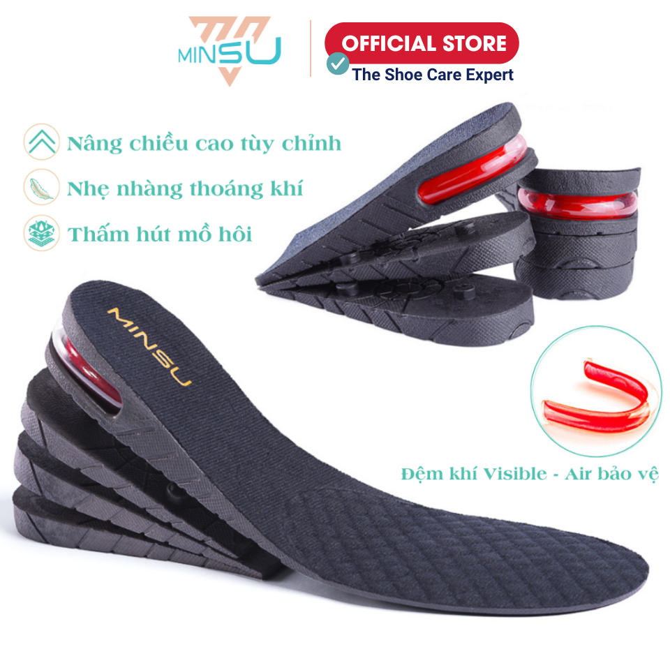 Ảnh Lót Giày Tăng Chiều Cao Đệm Khí VISIBLE - AIR MINSU M5502 Miếng Độn Gót Nâng Đế Giày Tây, Thể Thao Nam Nữ Tháo Rời Được 1