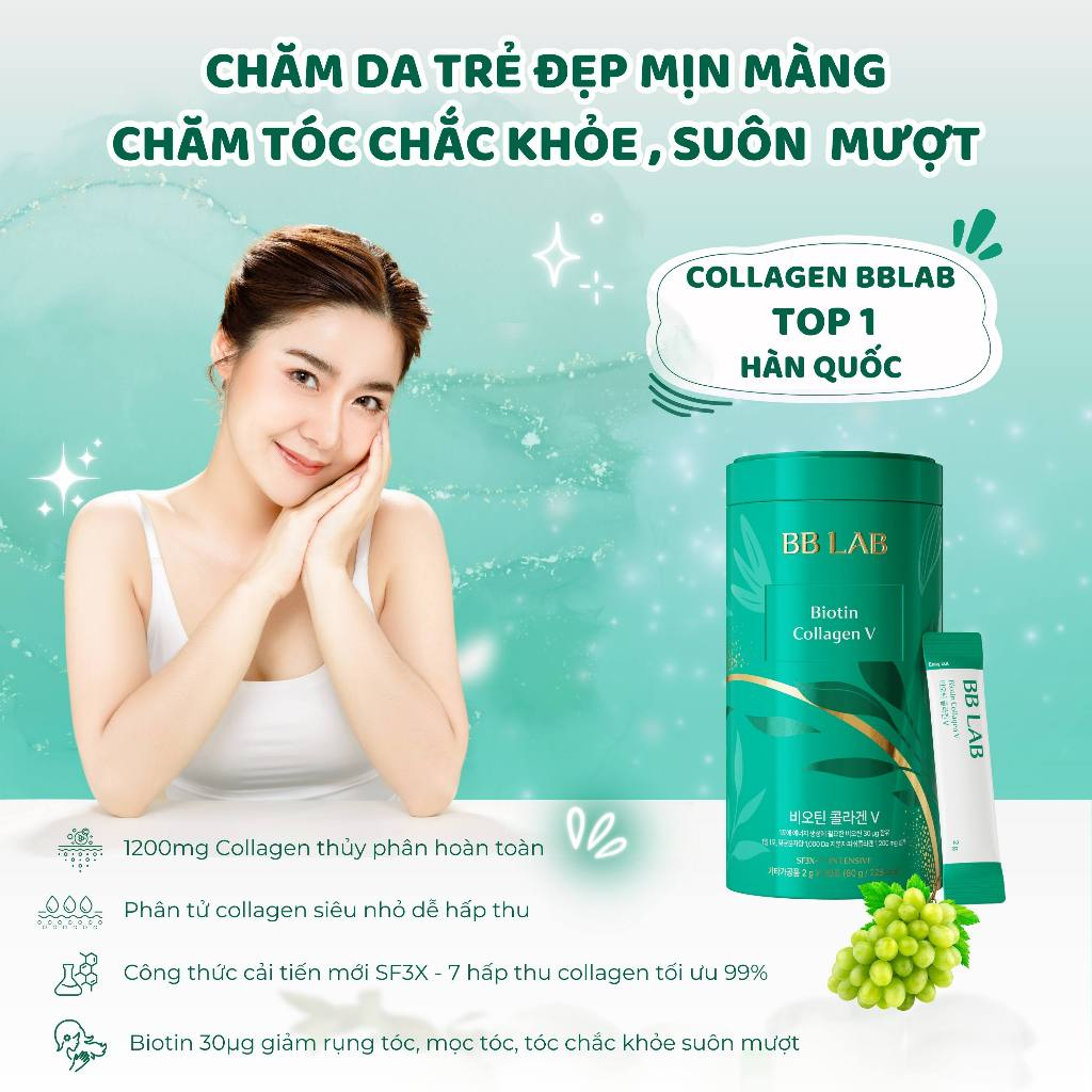 Ảnh Bột BB LAB Biotin Collagen V Chống Lão hóa, Giảm Nếp Nhăn, Da Và Tóc Chắc Khỏe Giảm Gãy Rụng, Mọc Tóc Hộp 30 Gói/Hộp 2